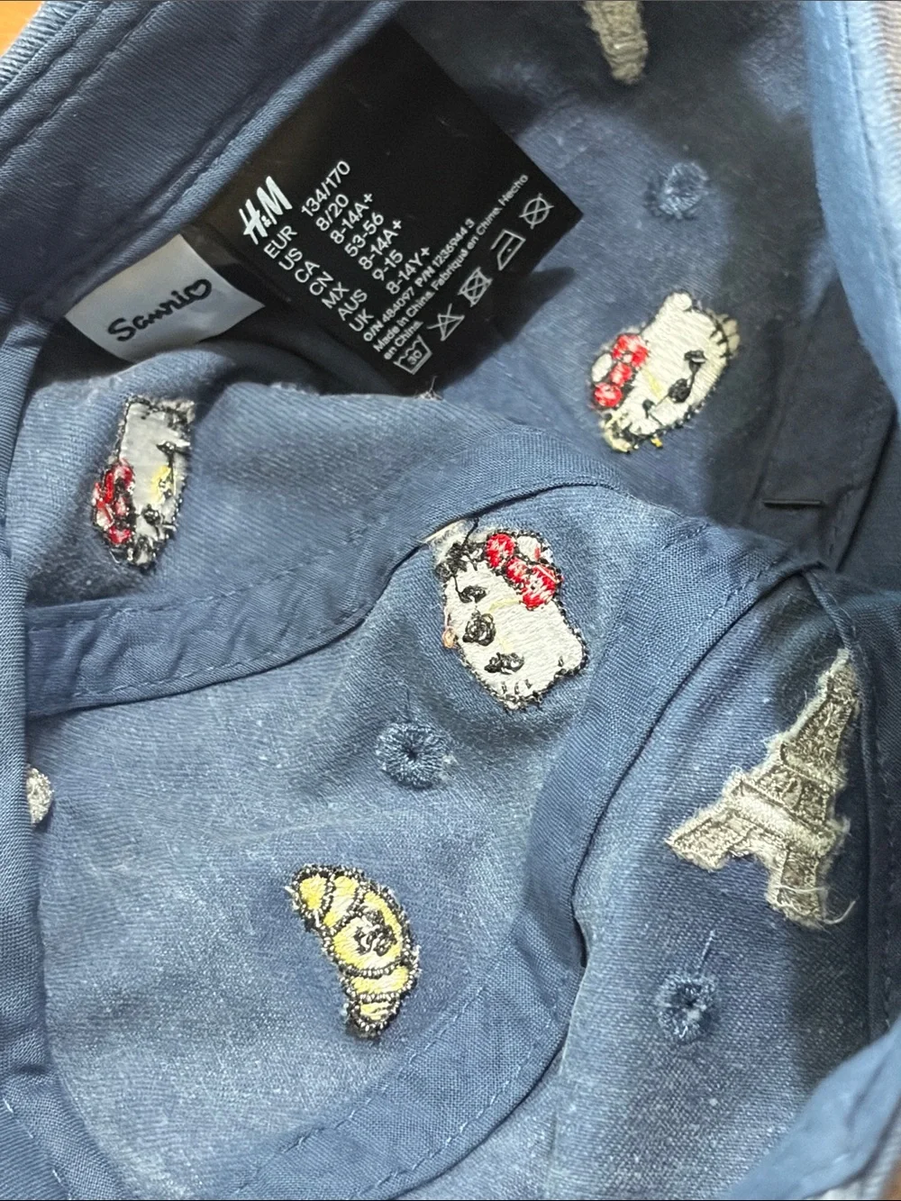 Hello Kitty denim baseball cap Hello Kitty hat HELLO KITTY Paris Baseball cap